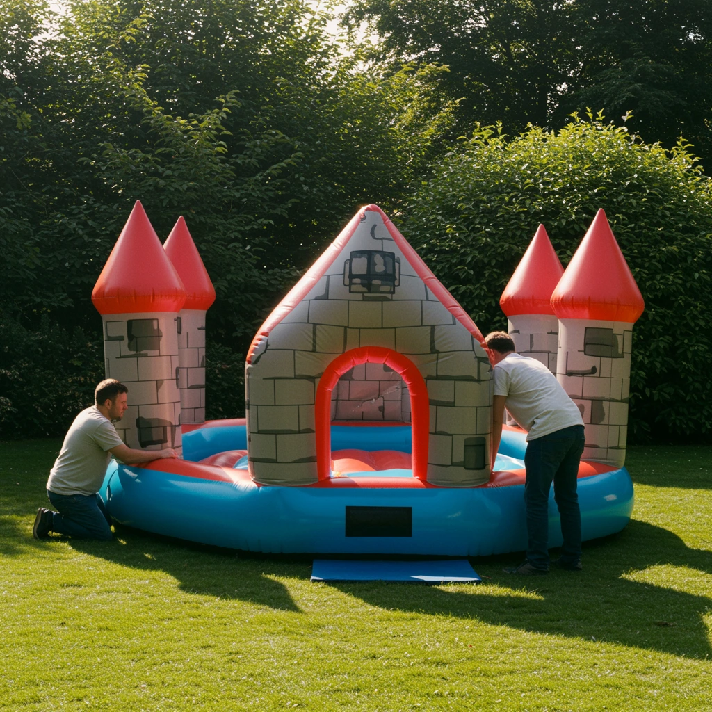 Installation professionnelle d'un château gonflable