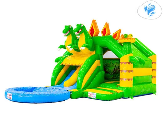 Château Gonflable Double Combo Toboggan Dino vue 3